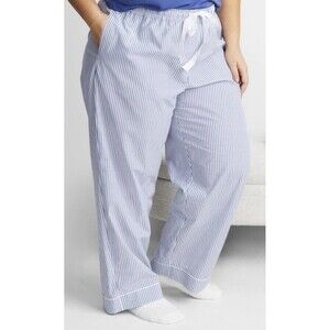 NWT State of Day Women's Plus Size Printed Poplin Pajama Pants Blue Stripe 2x